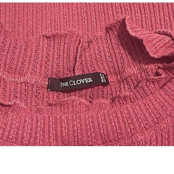 NWT Pink Clover Stitch‎ Fix Ribbed Knit Mock Ruffle Neck Top Pink Size Medium - Picture 3 of 9